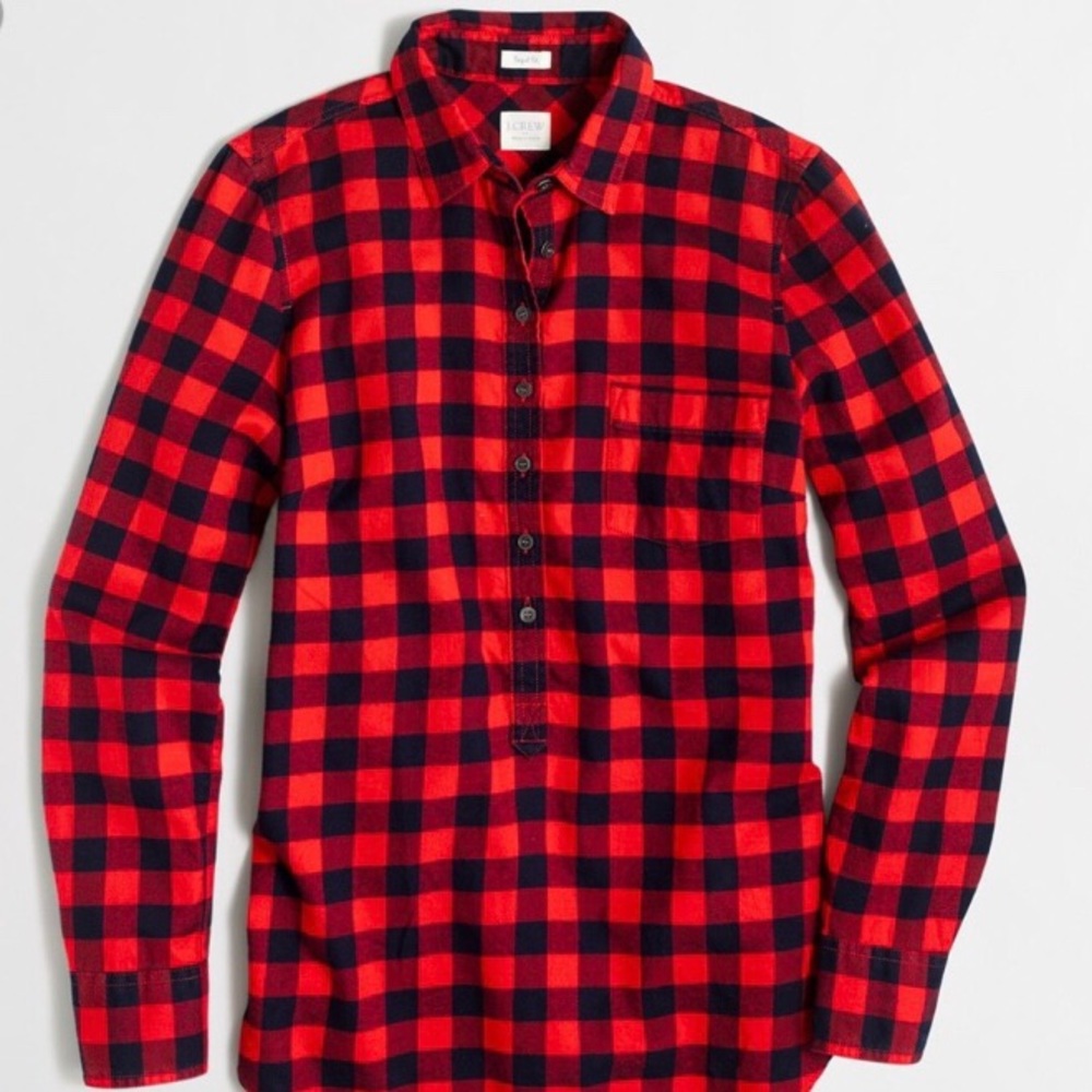 J. Crew Perfect Fit Buffalo Plaid Popover shirt